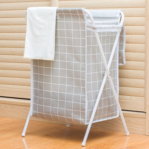 Fabric folding laundry basket with cover dirty clothes bag