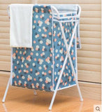 Fabric folding laundry basket with cover dirty clothes bag