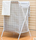 Fabric folding laundry basket with cover dirty clothes bag