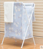 Fabric folding laundry basket with cover dirty clothes bag