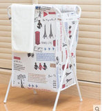 Fabric folding laundry basket with cover dirty clothes bag