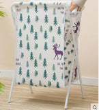 Fabric folding laundry basket with cover dirty clothes bag