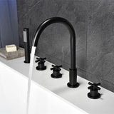 Black Waterfall Bathtub mixer with brass hand shower