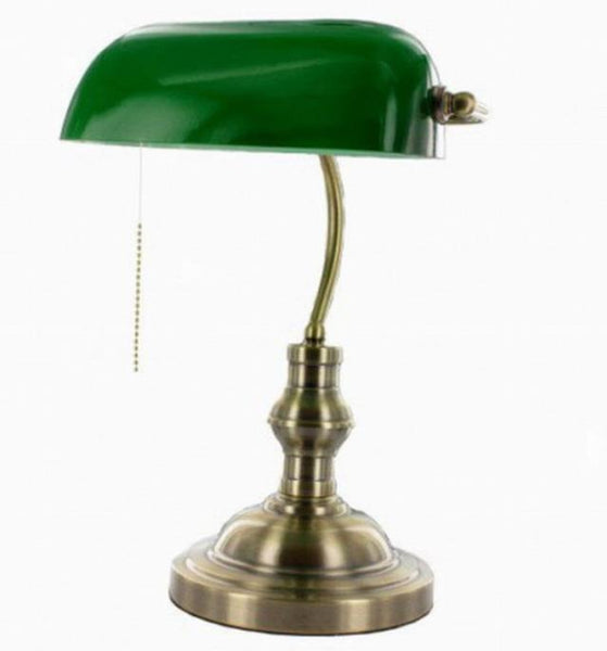 Classical vintage banker lamp table lamp E27 with switch Multi glass